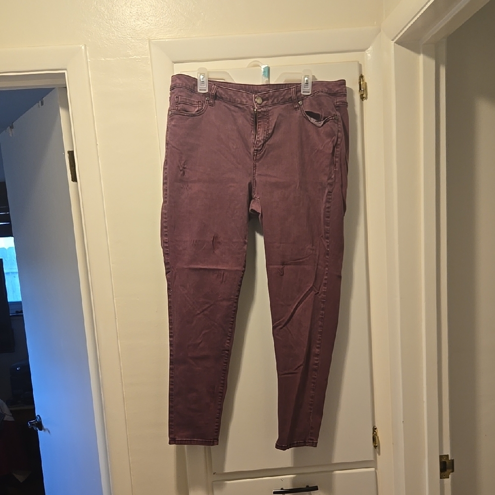 Lane Bryant Maroon Denim Skinny Jeans